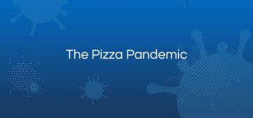 COVID-19 abstract illustration with white text The Pizza Pandemic